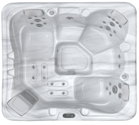 2mGoods Whirlpool Spa mit Fester Außenwand, 12 LED-Beleuchtung, für 5-7 Personen, 190x190x75cm, 34 Massagedüsen), Ganzjähriger Einsatz Winterfest, In & Outdoor Pool