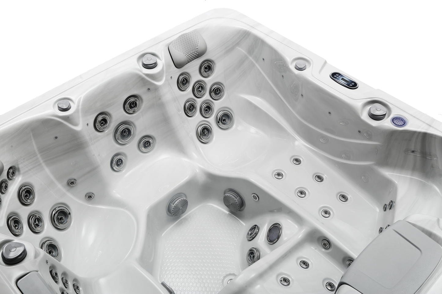 2mGoods Whirlpool Spa mit Fester Außenwand, 12 LED-Beleuchtung, für 5-7 Personen, 190x190x75cm, 34 Massagedüsen), Ganzjähriger Einsatz Winterfest, In & Outdoor Pool