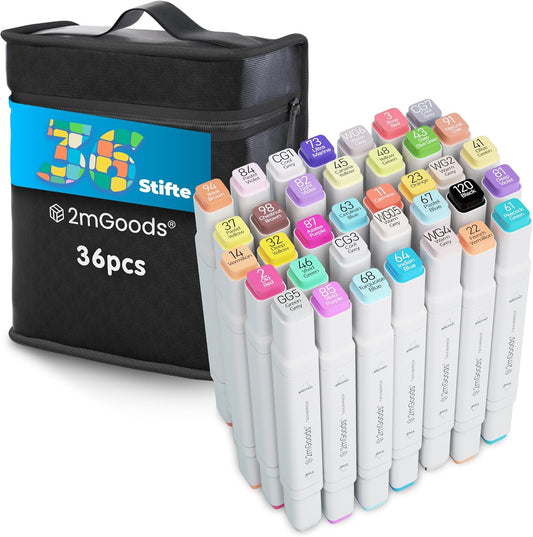 2mGoods 24/36/48/60/80/120/168 farben Filzstifte mit Doppelspitze, Alkoholmarker Set, Twin Marker, Copic Marker für Erwachsene, color pens, schnelltrocknend, geruchsarm, lichtbeständig, ideal für Illustration, Comic