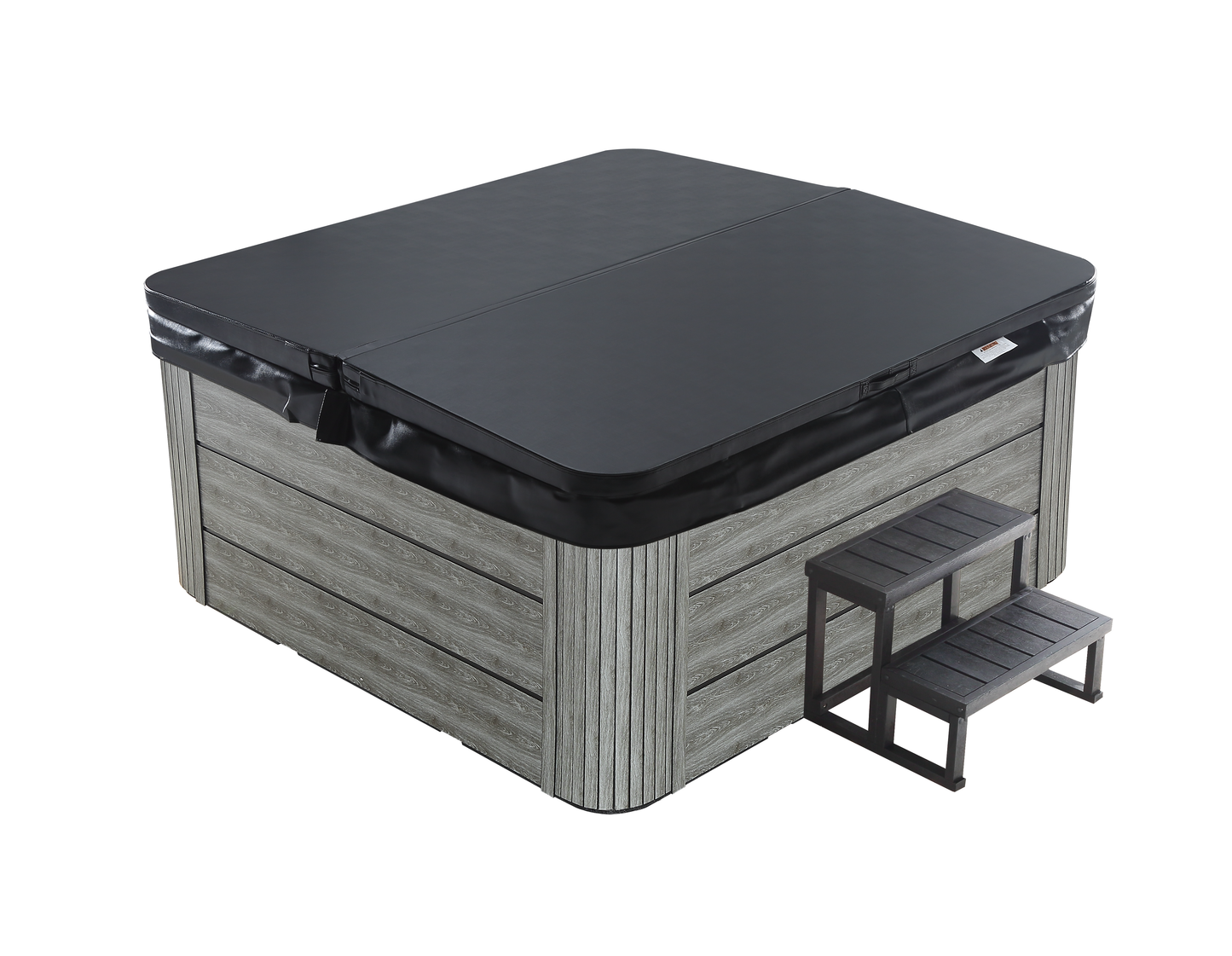 2mGoods Whirlpool Spa mit Fester Außenwand, 12 LED-Beleuchtung, für 5-7 Personen, 190x190x75cm, 34 Massagedüsen), Ganzjähriger Einsatz Winterfest, In & Outdoor Pool