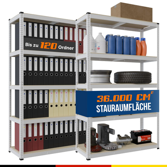 2mGoods Robustes Schwerlastregal 180x150x60, geruchsarm mit abgerundeten Kanten, Küchenregal, Schimmelresistent, erhöhte Stahlstärke Metallregal, bis 875KG