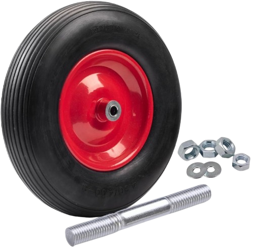 2mgoods langlebiges Schubkarrenrad aus hochwertigem PU Vollgummi mit robuster Achse, Schubkarrenreifen 4.80/4.00-8, leichte Montage, bis 200 kg, universelle Größe, pannensicher