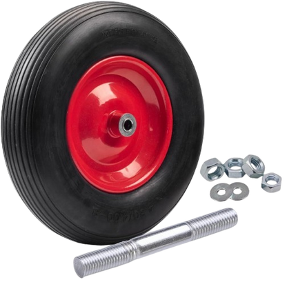 2mgoods langlebiges Schubkarrenrad aus hochwertigem PU Vollgummi mit robuster Achse, Schubkarrenreifen 4.80/4.00-8, leichte Montage, bis 200 kg, universelle Größe, pannensicher