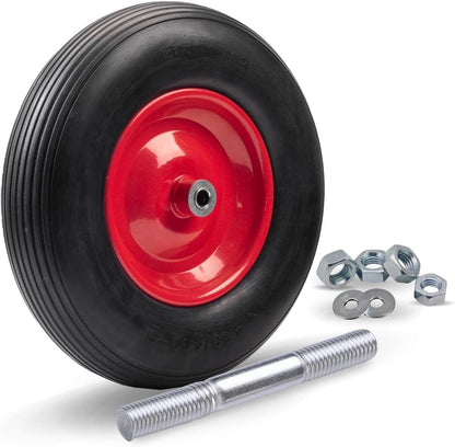 2mgoods langlebiges Schubkarrenrad aus hochwertigem PU Vollgummi mit robuster Achse, Schubkarrenreifen 4.80/4.00-8, leichte Montage, bis 200 kg, universelle Größe, pannensicher