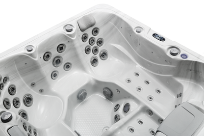 2mGoods Whirlpool Spa mit Fester Außenwand, 12 LED-Beleuchtung, für 5-7 Personen, 190x190x75cm, 34 Massagedüsen), Ganzjähriger Einsatz Winterfest, In & Outdoor Pool
