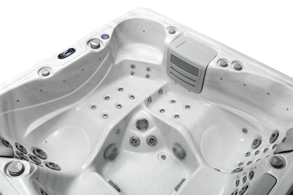 2mGoods Whirlpool Spa mit Fester Außenwand, 12 LED-Beleuchtung, für 5-7 Personen, 190x190x75cm, 34 Massagedüsen), Ganzjähriger Einsatz Winterfest, In & Outdoor Pool