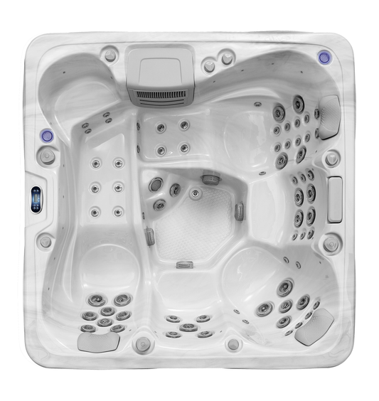 2mGoods Whirlpool Spa mit Fester Außenwand, 12 LED-Beleuchtung, für 5-7 Personen, 190x190x75cm, 34 Massagedüsen), Ganzjähriger Einsatz Winterfest, In & Outdoor Pool
