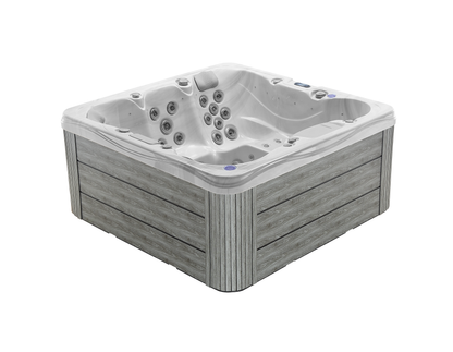2mGoods Whirlpool Spa mit Fester Außenwand, 12 LED-Beleuchtung, für 5-7 Personen, 190x190x75cm, 34 Massagedüsen), Ganzjähriger Einsatz Winterfest, In & Outdoor Pool