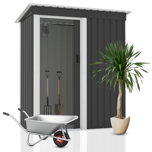 2mGoods Robustes Gartenhaus aus Metall, ca. T86 B162 H186 cm, 1,48 m³ Stauraum, extra Kantenschutz, stabile Schiebetüre, luftig und trockenes Innenklima, Geräteschuppen, Gartenhütte, Gerätehaus