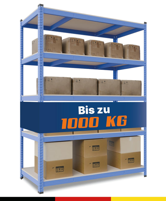 2mGoods Robustes Schwerlastregal 180x150x60, geruchsarm mit abgerundeten Kanten, Küchenregal, Schimmelresistent, erhöhte Stahlstärke Metallregal, bis 875KG