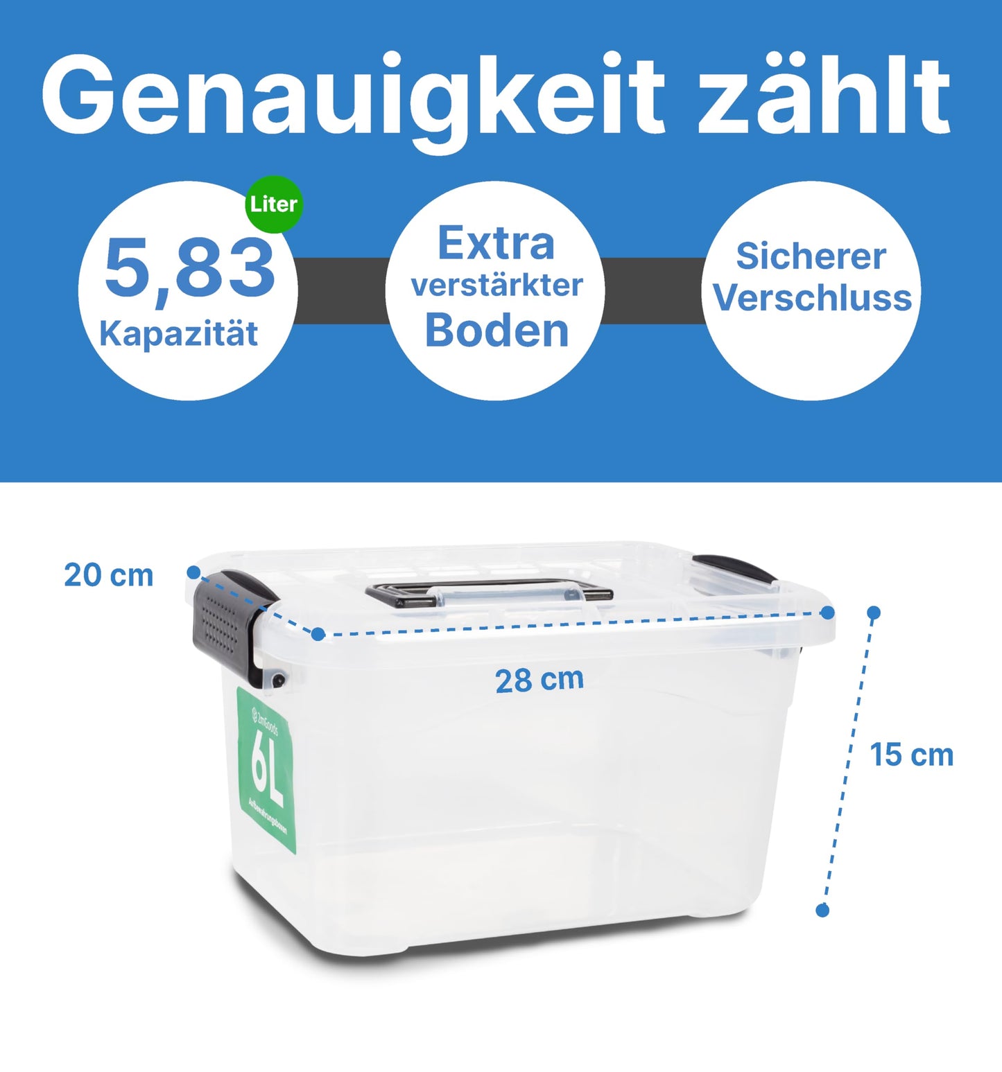 2mGoods - 4er Set 70L robuste Aufbewahrungsboxen mit Deckel L61.5xB44xH36 cm inkl. Tragegriff, Plastikboxen, stapelbar, lebensmittelecht, transparente kleine Kisten für Wohnung, Werkstatt & Keller